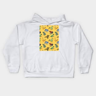 Frogs on yellow Kids Hoodie